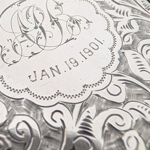 1886年 英国アンティーク 純銀製 両開き型 小型カードケース 64g William Oliver