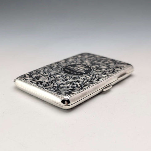 1886 British Antique Sterling Silver Double-Opening Small Card Case, 64g, William Oliver