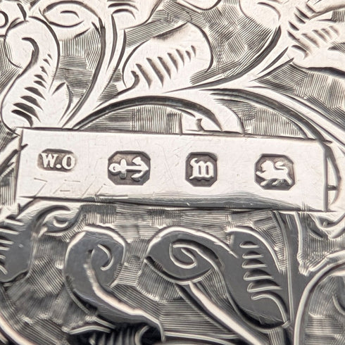 1886年 英国アンティーク 純銀製 両開き型 小型カードケース 64g William Oliver