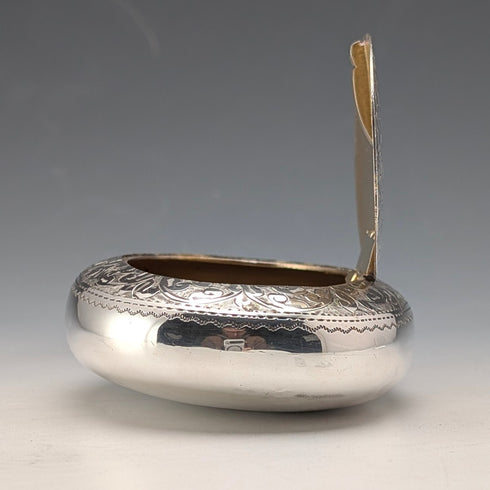 1904年 英国アンティーク 純銀製 小石型スナッフボックス 90g Williams Ltd