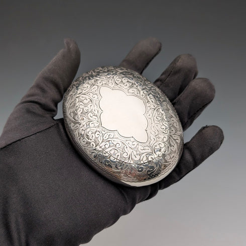 1904年 英国アンティーク 純銀製 小石型スナッフボックス 90g Williams Ltd