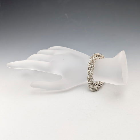 ヴィンテージ 純銀製 ビザンチンチェーン ブレスレット 28g