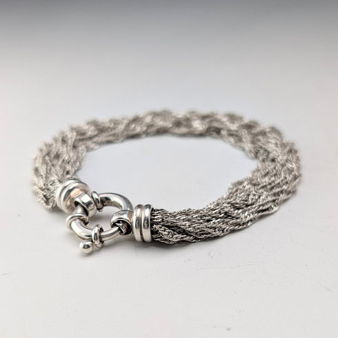 イタリアンヴィンテージ 純銀製 マルチツイストチェーン ブレスレット 28g MILOR