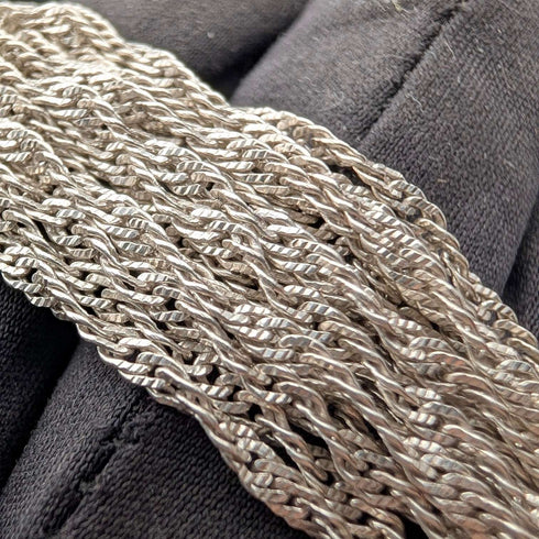 Italian Vintage Sterling Silver Multi-Twist Chain Bracelet, 28g, MILOR