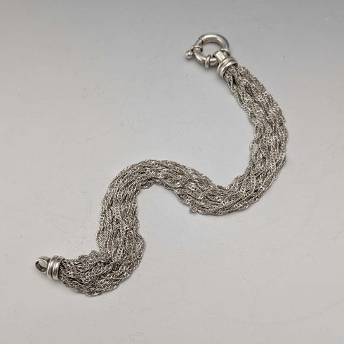 Italian Vintage Sterling Silver Multi-Twist Chain Bracelet, 28g, MILOR
