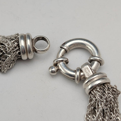 イタリアンヴィンテージ 純銀製 マルチツイストチェーン ブレスレット 28g MILOR