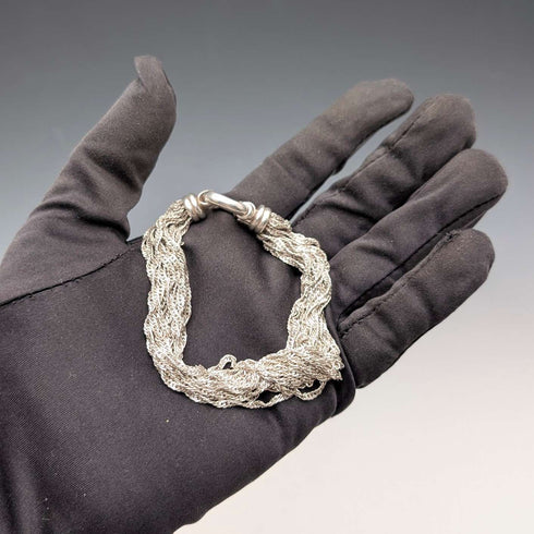 Italian Vintage Sterling Silver Multi-Twist Chain Bracelet, 28g, MILOR