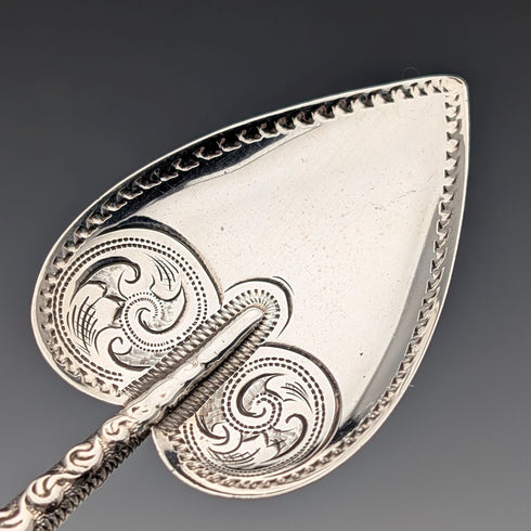 1897 British Antique Sterling Silver Heart-Shaped Tea Caddy Spoon, 10.4g