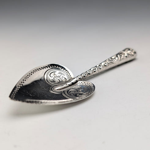 1897 British Antique Sterling Silver Heart-Shaped Tea Caddy Spoon, 10.4g