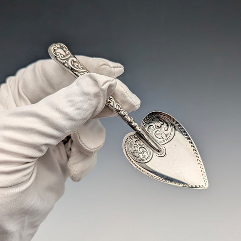 1897 British Antique Sterling Silver Heart-Shaped Tea Caddy Spoon, 10.4g