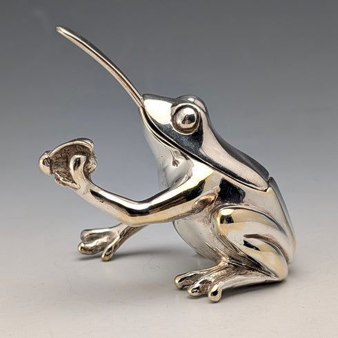 British Vintage Frog Design Sterling Silver Salt Cellar, 131g Total, CCP