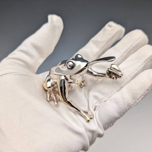 British Vintage Frog Design Sterling Silver Salt Cellar, 131g Total, CCP