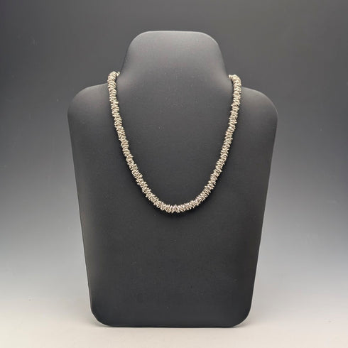 British Vintage Sterling Silver Coil Design Chain Necklace, 46cm, 91g, HH