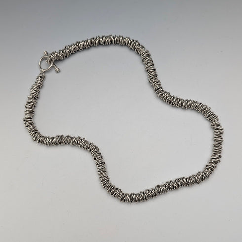 British Vintage Sterling Silver Coil Design Chain Necklace, 46cm, 91g, HH