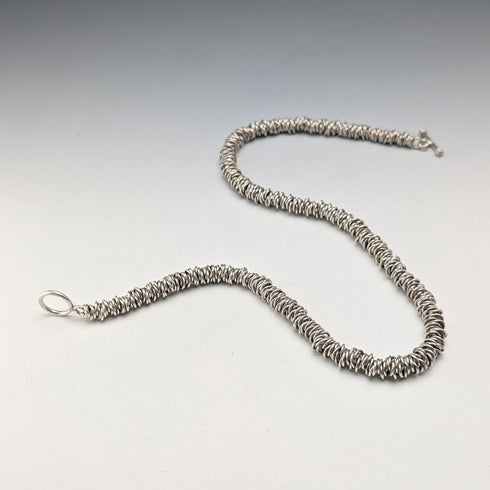 British Vintage Sterling Silver Coil Design Chain Necklace, 46cm, 91g, HH