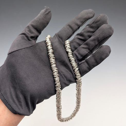 British Vintage Sterling Silver Coil Design Chain Necklace, 46cm, 91g, HH