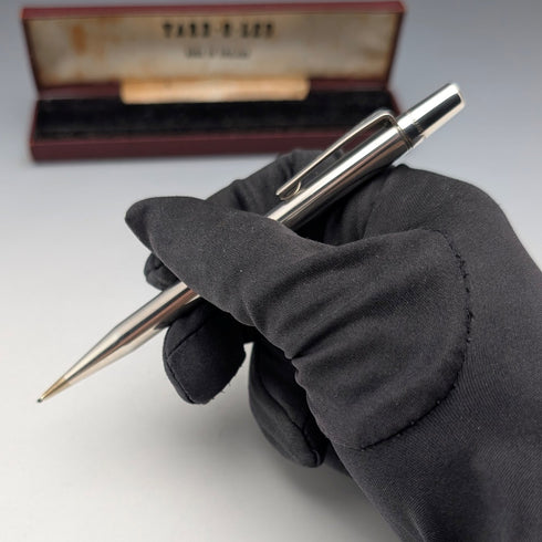 1962 British Vintage Yard O' Red Sterling Silver Push-On Mechanical Pencil with Case