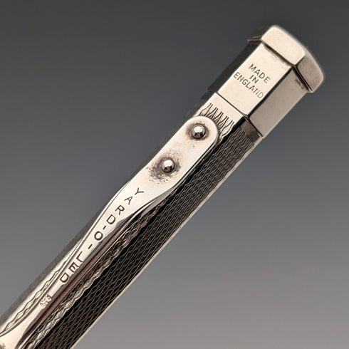 1959 British Vintage Yard O' Red Sterling Silver Hexagonal Push-On Mechanical Pencil
