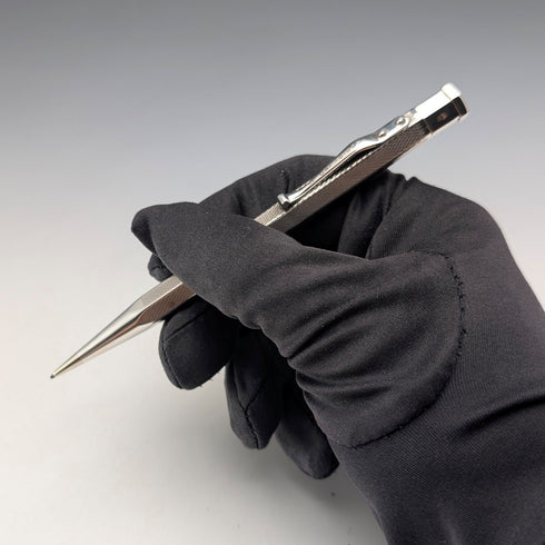 1959 British Vintage Yard O' Red Sterling Silver Hexagonal Push-On Mechanical Pencil