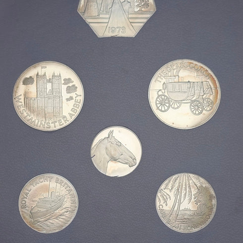 1973 Princess Anne's Wedding Commemorative Pure Silver Coin 6-Coin Set, Silver Weight 50g, Ppbjoy Mint ltd