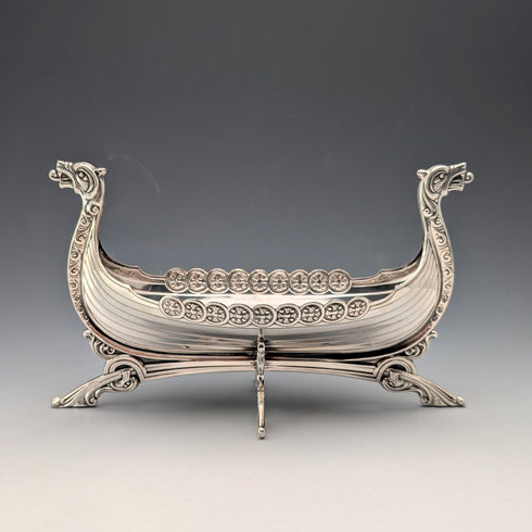 Nordic Vintage 830 Sterling Silver Viking Longship Miniature 167g