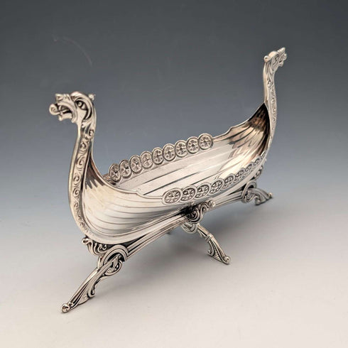 Nordic Vintage 830 Sterling Silver Viking Longship Miniature 167g
