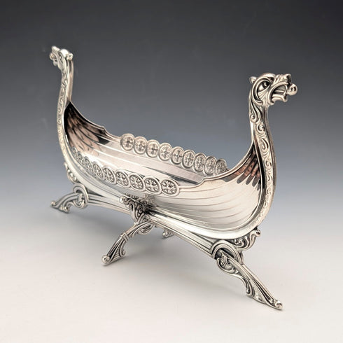 Nordic Vintage 830 Sterling Silver Viking Longship Miniature 167g