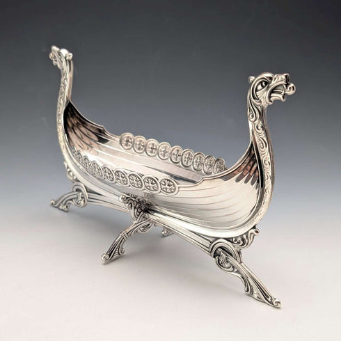 Nordic Vintage 830 Sterling Silver Viking Longship Miniature 167g
