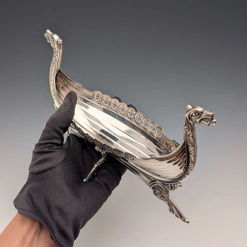 Nordic Vintage 830 Sterling Silver Viking Longship Miniature 167g