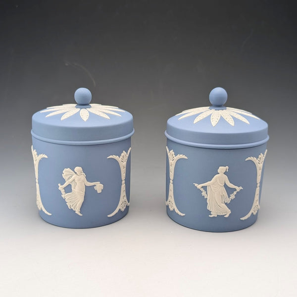 Pair of Vintage British Wedgwood Jasperware Tea Caddy Boxes