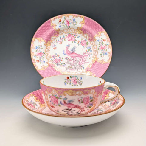 1920年代 英国ミントン ティーカップトリオ ピンクコカトリス マイヤー・エンポーリアム特注品⑤