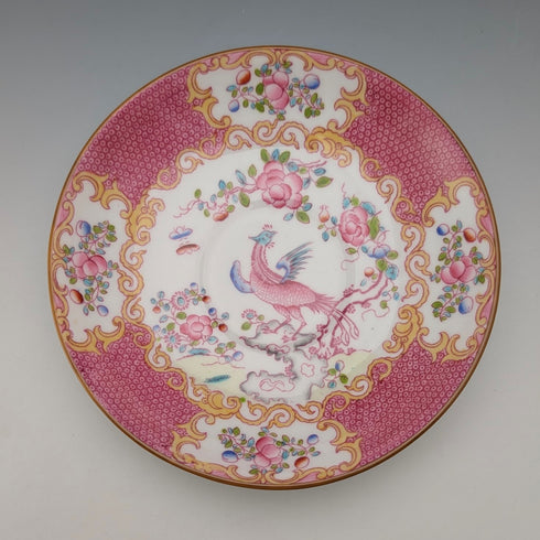 1920s British Minton Cup & Saucer, Pink Cockatrice, Custom Order for Meyer Emporium
