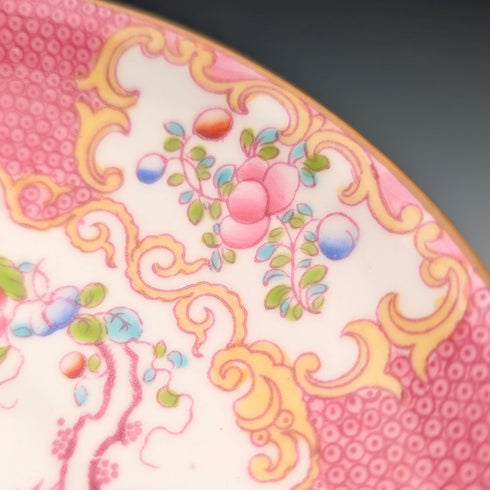 1920s British Minton Cup & Saucer, Pink Cockatrice, Custom Order for Meyer Emporium