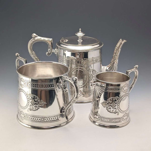 1900年頃 英国アンティーク シルバープレート製 ティーセット Mappin&Webb