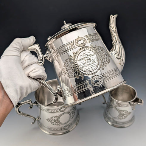 Antique British silver-plated tea set, circa 1900, Mappin & Webb