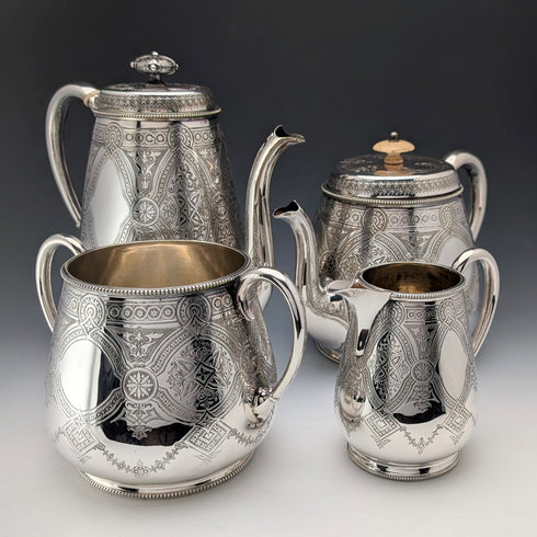 Antique British silver plated tea and coffee set