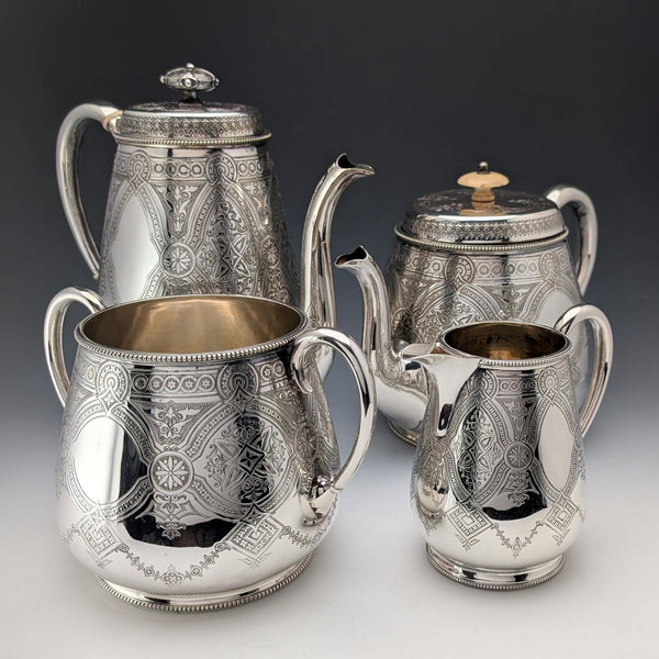 Antique British silver plated tea and coffee set, circa 1880