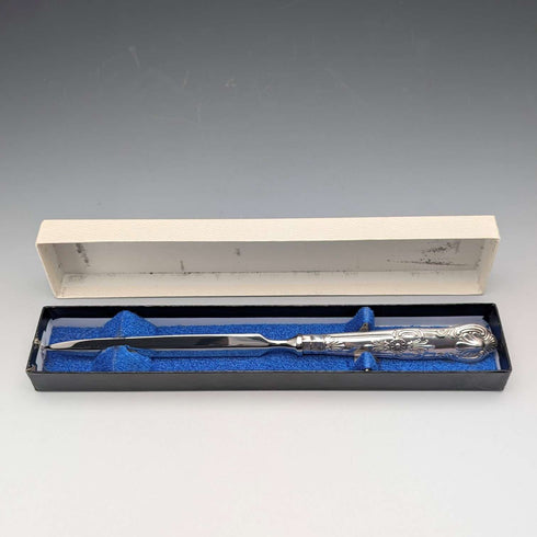 1989 British Vintage Sterling Silver Letter Opener with Case, Excellent Condition, Harrison Brothers