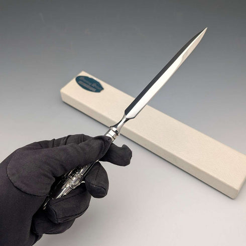 1989 British Vintage Sterling Silver Letter Opener with Case, Excellent Condition, Harrison Brothers