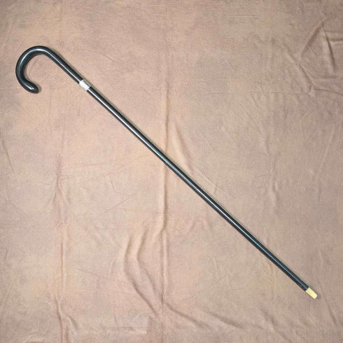 1924 British Antique Black Handle Bent Handle with Sterling Silver Decoration, 91cm, J Howell & Co.