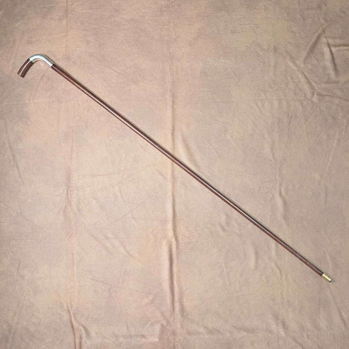 1900年頃 英国アンティーク 茶軸 L字ハンドル 純銀装飾 ステッキ 杖 92cm Julius Klinkhardt