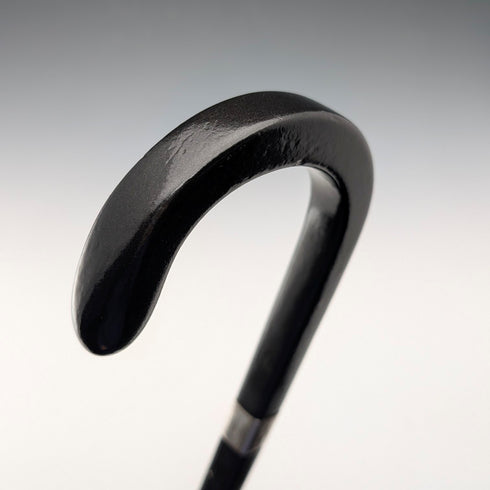 1934年 英国ヴィンテージ スクエアシャフト 曲がりハンドル 純銀装飾 ステッキ 杖 85cm J Howell&Co