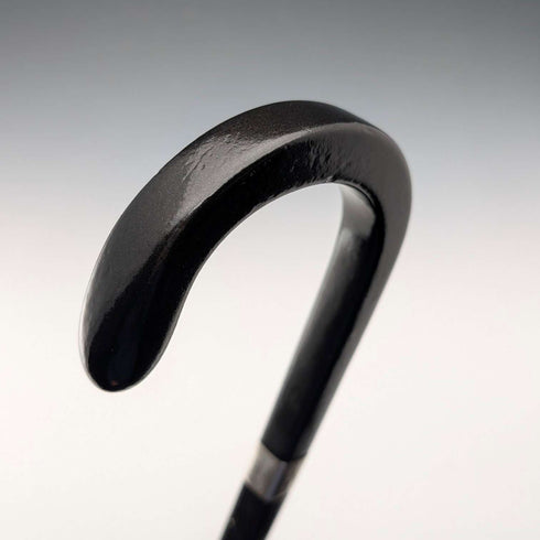 1934 British Vintage Square Shaft, Curved Handle, Sterling Silver Ornamented Walking Stick, 85cm, J Howell & Co.