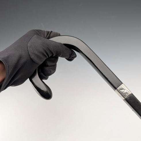 1934年 英国ヴィンテージ スクエアシャフト 曲がりハンドル 純銀装飾 ステッキ 杖 85cm J Howell&Co