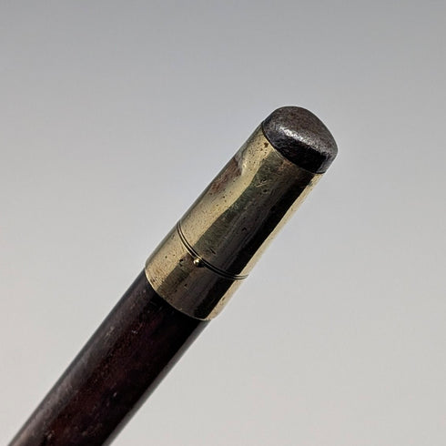 約1900年英國古董棕色手柄L形手柄純銀裝飾手杖,92厘米,朱利葉斯·克林克哈特設計