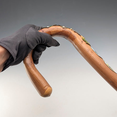 ヴィンテージ 北欧周遊 ツーリストステッキ タンシャフト 曲がりハンドル 91cm