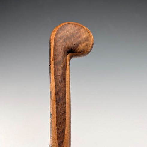 20世紀前半 ブラウン&タン 寄木ロンデルハンドル ステッキ 杖 89cm