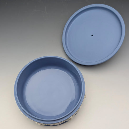 復古英國 Wedgwood Jasperware 淡藍色圓形糖果盒