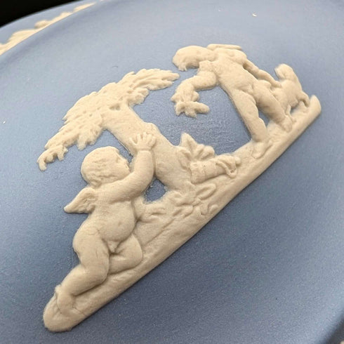 英國復古韋奇伍德碧玉器盒三件套,淺藍色