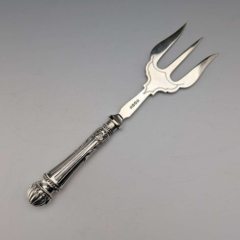 1907 British Antique Sterling Silver Handle Bread Fork by William Yates